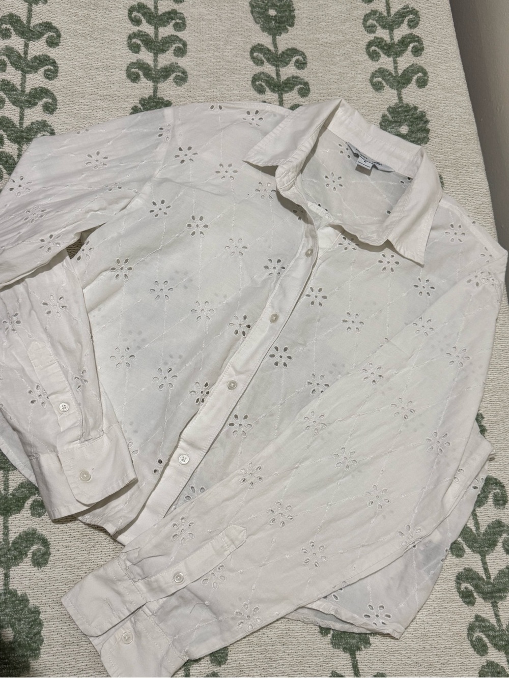 Old Navy White Eyelet Button-Down Shirt